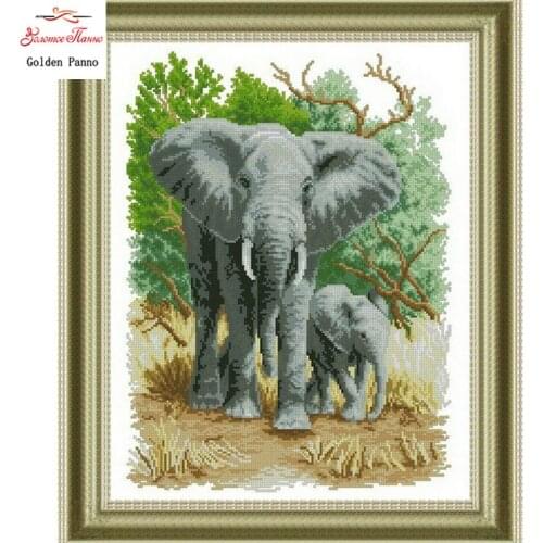 Needlework,DIY DMC Cross stitch,Sets For Embroidery kits,Precise Printed elephants Patterns Counted Cross-Stitching