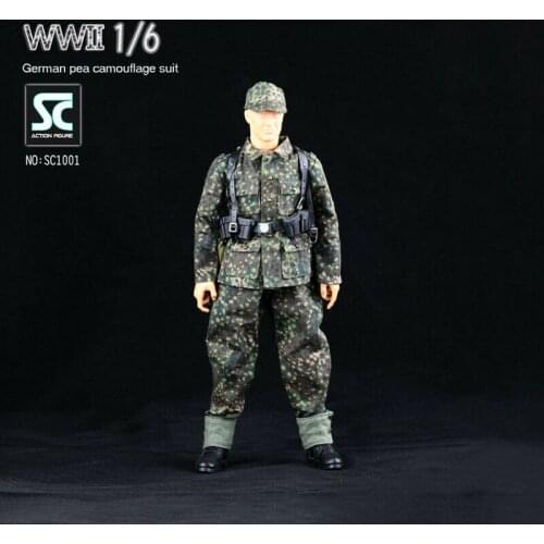 1/6 WWII German Pea Uniform Hat Helmet Cover Clothes Set Fit 12'' Male Figure Body Toy