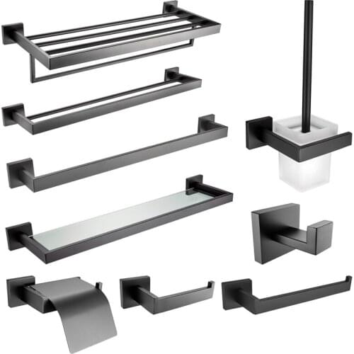 Modern Black 60cm Towel Shelf Toilet Paper Holder Shower Shelf Stainless Steel 304 Bathroom Hardware Pendant Bathroom Fixture