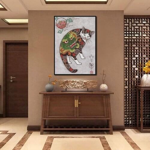 Modern Art Animal Dragon and Cat Decorative Painting Simple Poster Decorative Painting Living Room Background Wall Sticker