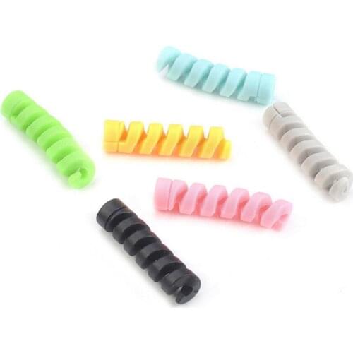 Spiral USB Protector Cable Case Clip for iPhone Samsung Cover Bobbin Winder Cord Protective Wire Organizer