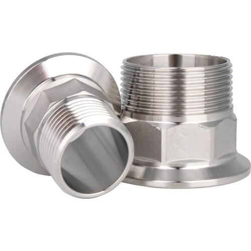 SS304 Stainless 3/4 inch BSPT Male Threaded X 11/2 inch Tri Clamp Sanitary Adapter Food Grade