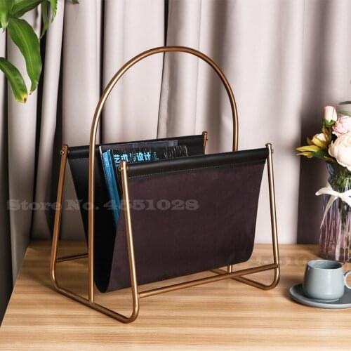 Nordic Newspaper Rack Wrought Iron Tabletop Magazine Storage Rack Bedside Bookshelf Home Furnishing Metal Crafts Ornaments