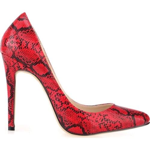 Sexy woman high heels shoe pumps 2020 fashion snake print high heels woman pointed toe office party dress pumps large size 42