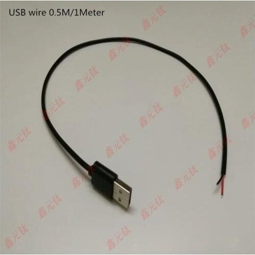 USB extension cord 0.5m 1meter 2pin red and black line USB male head line Lamp with wire 5pcs/lot