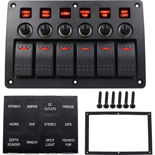 Yacht Ship Car Universal Modification Switch Combination Panel Six-Position Driving Cab Fittings 12-24V Universal