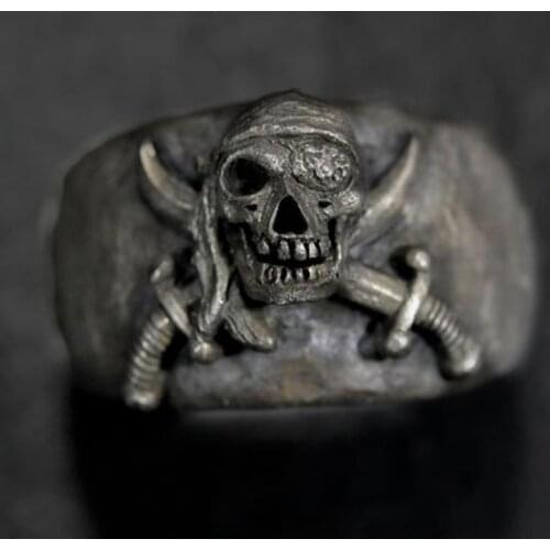 Vintage Silver Color Domineering Skull Rings for Men Women Punk Style Pirate Skeleton Finger Ring Party Jewelry Accessories
