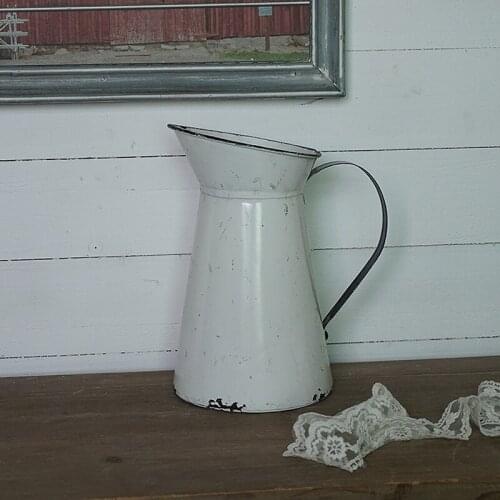 Vintage White French Water Pitcher Jug Flower Vase