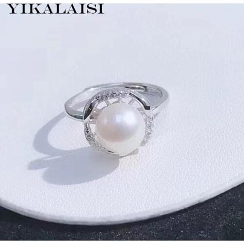 YIKALAISI 925 Sterling Silver Rings Jewelry For Women 9-10mm Oblate Natural Freshwater Pearl Rings 2021 Fine New Wholesales