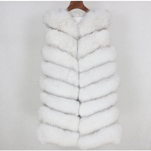 Luxury Winter Jacket Women 2020 Black Real Fur Long Vest Coat Natural Fluffy Fox Fur Outerwear Streetwear Thick Warm Waistwear