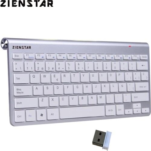 Zienstar Spanish Language Ultra Slim 2.4G Wireless Teclado for Macbook/PC Computer/Laptop / Smart TV with USB Receiver