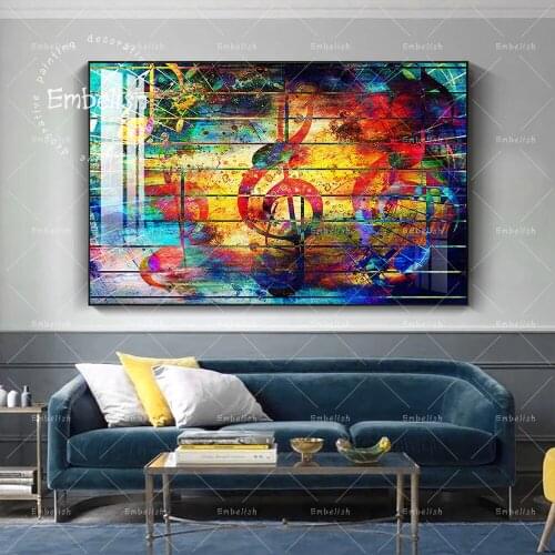 HD Prints Decor For Living Room Poster 1 Pieces Music Notation Abstract Painting Wall Art Modular Pictures Canvas Frame Artworks
