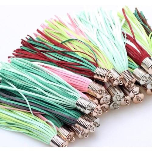 10CM 6PCS/LOT Big Suede Tassel Color Mixing For Keychain Cellphone Straps Jewelry Making Charms DIY Earring Accessories