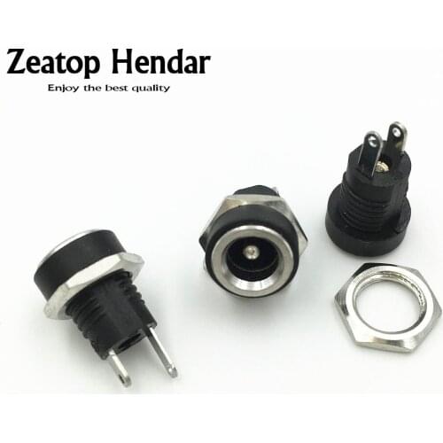 100Pcs Copper 5.5mm x 2.1mm DC Socket Power Charger Plug DC JACK 5.5*2.1mm Panel Mount Screw Nut DC Socket Electrical Plug