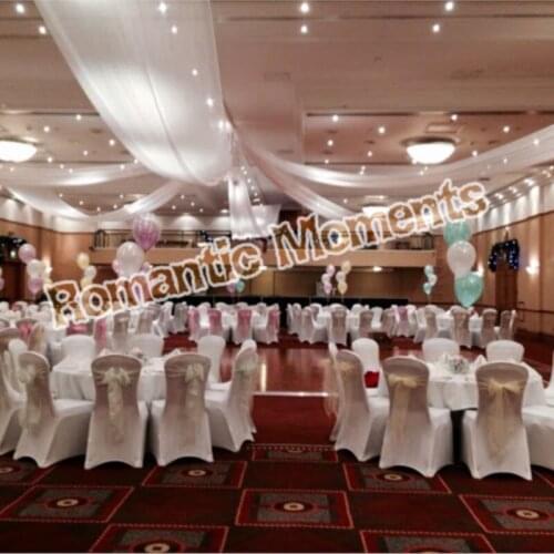 12 pieces White Wedding roof Drape Canopy Drapery 0.45m*8m per piece polyester knitted fabric Wedding Roof Drape chuppah curtain