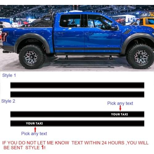 2 Pcs side door personality YOUR TAXI stripe graphic Vinyl sticker for ford f150 super crew 5 1/2 box or raptor