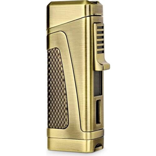 CIGARLOONG Cigar Lighter 3 Torch Straight Blue Flame Windproof Portable Lighter Bottom with Punch Smoking Gadgets For Men