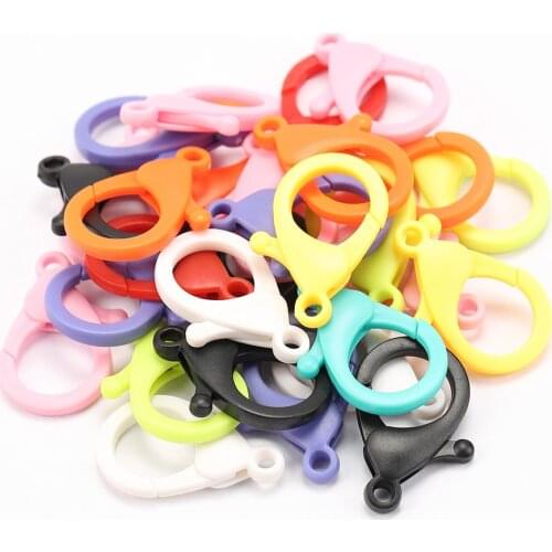 30pcs 25/35mm Plastic Lobster Clasps Colorful Hooks Key Chain Closure Bracelets Accessories for Jewelry Making Components DIY