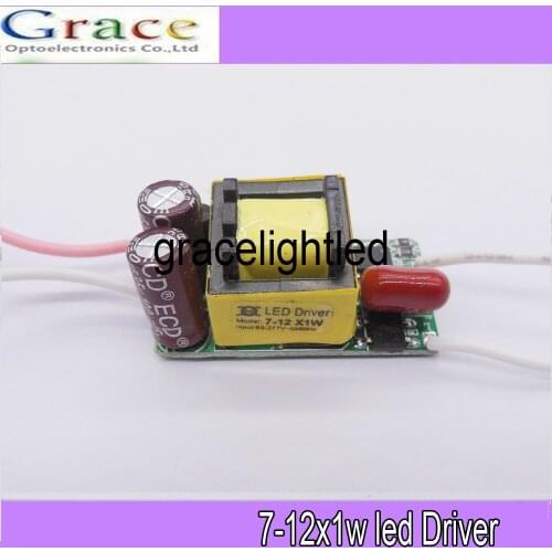 50pcs/lot 7-12X1W LED Constant Current Inside Driver for 7W 9W 10W 12W , Input 85-265V, Output 300mA High PF more than 95