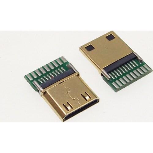 50pcs/lot Gold Plated MINI HDMI Male Plug C Type with PCB board