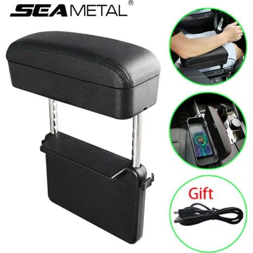 Car Accessories Car Center Console Armrest Car Organizer Seat Storage Box Leather Auto Holder Container Arm Rest Wireless Charge