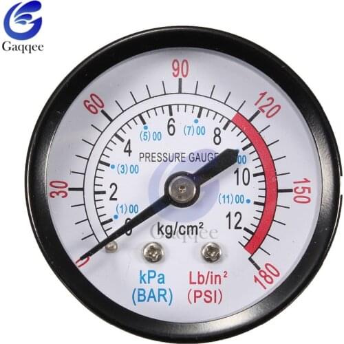 Bar Air Pressure Gauge 13mm 1/4 BSP Thread 0-180 PSI 0-12 Manometer Double Scale For Air Compressor Iron Diameter about 52mm