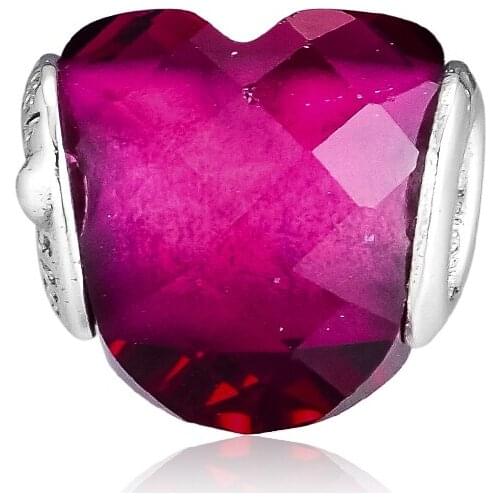 Fuchsia Shape of Love Charm S925 Silver Beads for Jewelry Making Fit Bracelet Necklace DIY Gift 02674