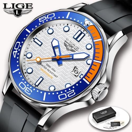 Men Watch Luminous Waterproof Sports Watch For Men LIGE Top Brand Luxury Silicone Strap Mens Quartz Clock Relogio Masculino New