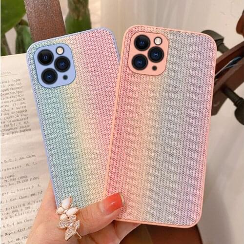 For iPhone 12 Pro Case Rainbow Lace Phone Case For iPhone 12 11 Pro Max XR XS Max Soft Cloth Phone Back Cases Cover Woman Girl