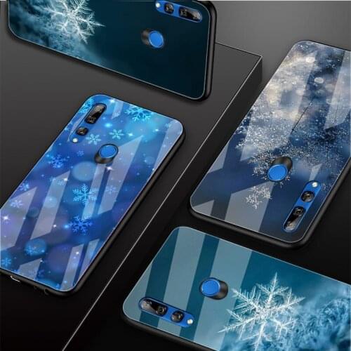 Winter Snow Flowers Tempered Glass Phone Case For Huawei honor 8X 9 10i 20i 20Lite 20Pro 30 Pro Cover Shell