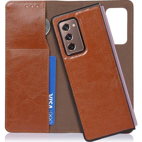 Case Back Have Magnetic Attraction Can Be Used Separately Genuine Leather Wallet Flip Case for Galaxy Z Fold 2 Case