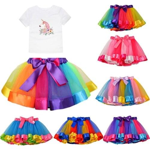 New Summer Infantil Toddler Baby Girls Rainbow Tutu Skirts Children Christmas Ballet Dance Skirt Tutus