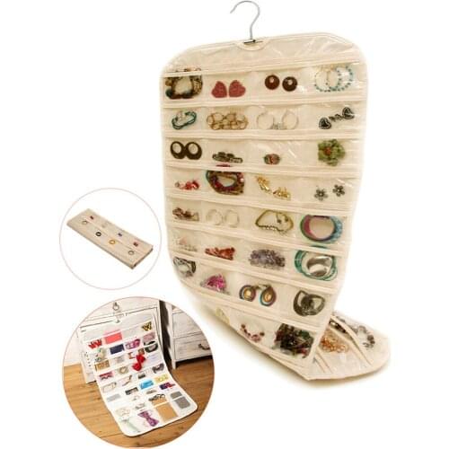 80 Pockets Double-sided Transparent PVC Jewelry Storage Hanging Bag Jewelry Organizer Bracelet Earring Ring Necklace PouchHolder