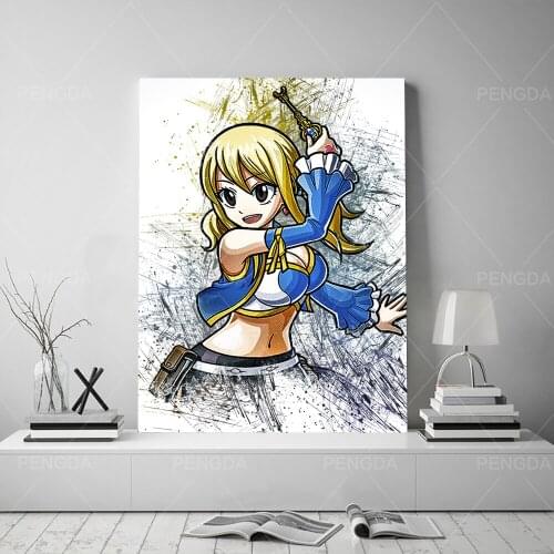 Canvas HD Prints Graffiti Poster Wall Art Fairy Tail Home Decoration Anime Role Painting Modular Pictures Framework Living Room