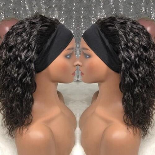 HeadBand Wig Human Hair Water Wave Wig Brazilian Water Wave Head Band Half Wigs Glueless Full Machine Wig For Black Women Remy