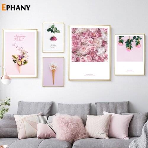 Canvas Painting Bloom Rose Flower Petal Poster Nordic Botanical Art Print Scandinavian Wall Picture for Living Room Decoration