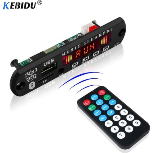 KEBIDU Handsfree Bluetooth Car Radio Mp3 Player decoder Board 5V-12V Handsfree Recording FM TF card AUX With MIC Car Speaker