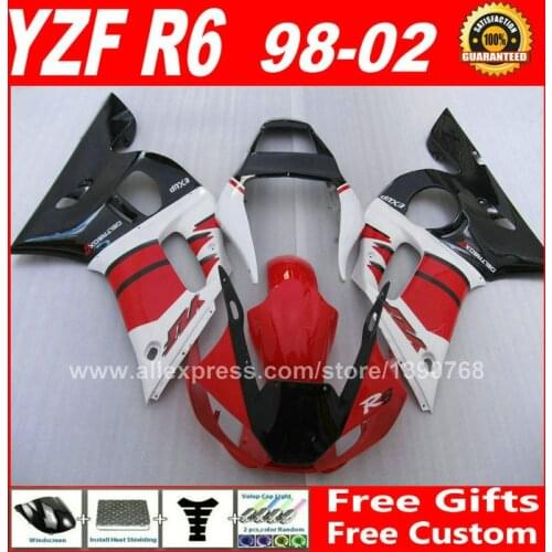 Fit for YAMAHA R6 fairings kit 1998 1999 2000 2001 2002 red white 98 99 00 01 02 fairing kits