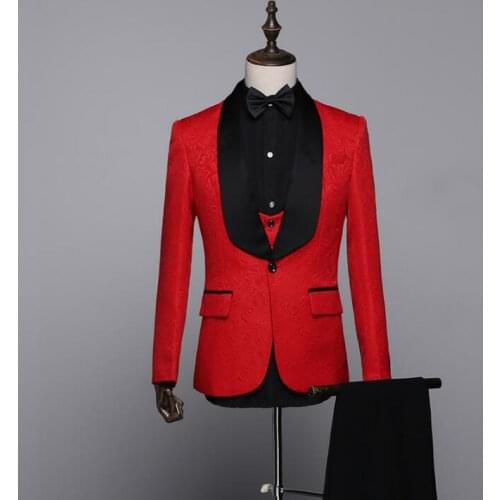 Red clothes men groom suits designs masculino homme terno stage costumes for singers jacket men blazer dance star style dress