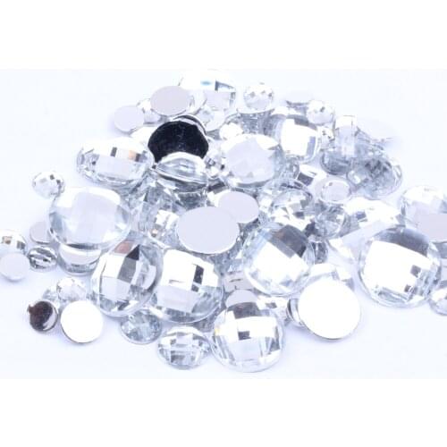Crystal Round Earth Facetsd Acrylic 4-25mm Small Pack Flatback Craft Art DIY Gems Rhinestone Strass High Shine Nail Stones