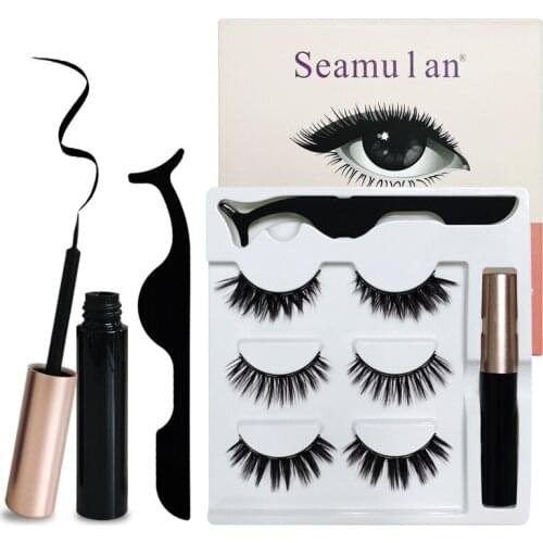 Magnetic lashes mink eyelashes Magnetic Eyelashs Lashes False Eyelashes Magnet Extension Liquid Eyeliner&Tweezer Set Waterproof