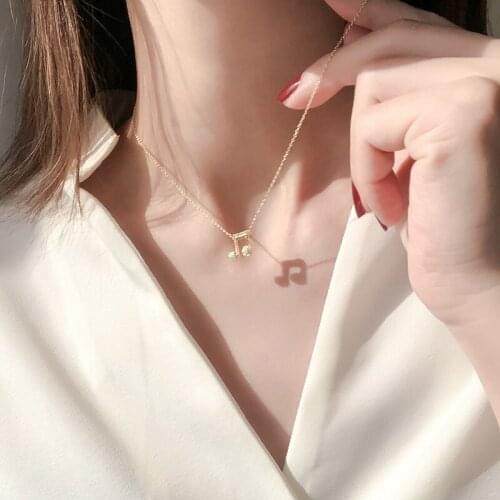 ModaOne Simple Musical Note Gold Color Cubic Zirconia Clavicle Chain Necklace For Women Girls Dainty Korean Jewelry Gifts