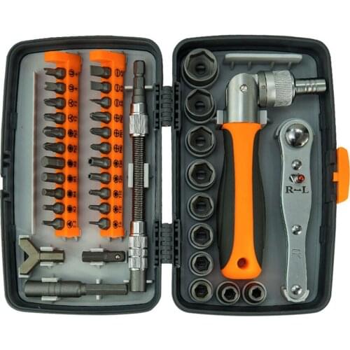 38-In-1 Household Toolbox Set with Ratchet Screwdriver 10 Sleeves 22 Bits Hardware Tools for Woodworking Vehicle Maintenance