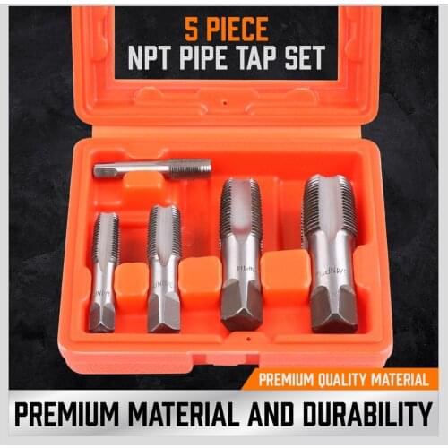 5 Packs NPT Pipe Tap Set Thread Forming Taps Carbon Steel Clean Damaged Pipe Threads 3/8" 1/2" 1/8"