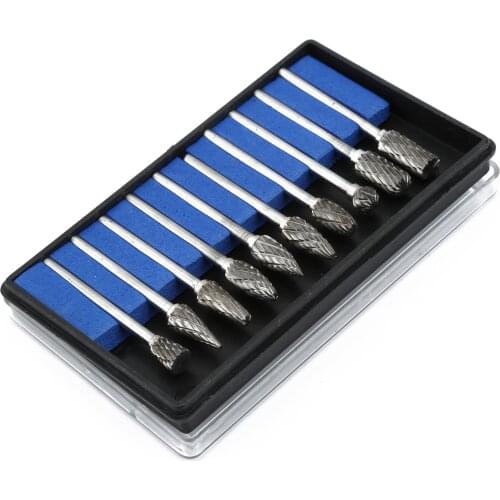 10pcs Tungsten 6mm Head Carbide Burr Drill Kit For Dremel Accessories Drill Grinder Carving Bit Rotary Tool