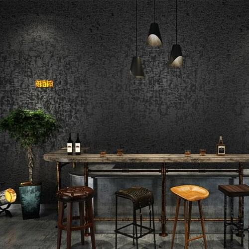 Black Wallpaper 3D Retro Plain Color Mottled PVC Waterproof Wall Paper Living Room Clothing Store Cafe Modern Fashion Wall Decor