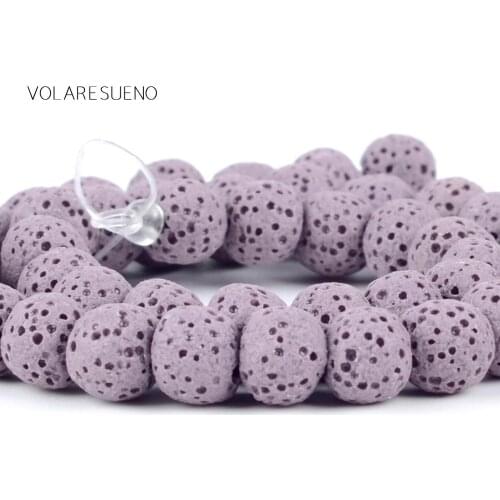 Natural Purple Lava Stone Round Loose Beads For Jewelry Making 6-12mm Spacer Beads Fit Diy Bracelets Necklace Accessory 15