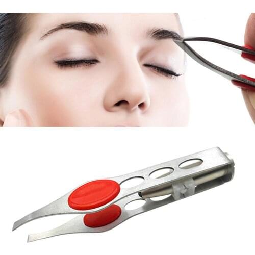 New Mini Light Removal pince a epiler Tweezer Clip Make Up Stainless Steel Four Hole LED Light Eyebrow Clip Hair Removal Tweeze