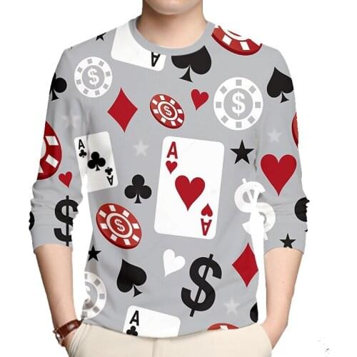 OGKB Harajuku Men Fashion 3d Print Poker Game T-shirt Man Hip Hop Tshirt Homme Long Sleeve O-neck Tees Unisex Oversized T-shirt