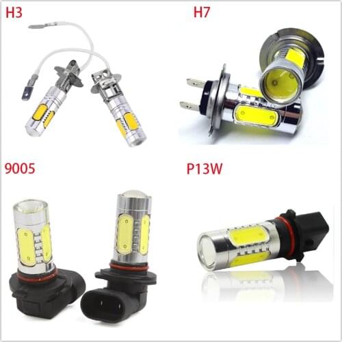 2pcs H3 H7 9005 9006 P13W LED Car Fog Light COB 7.5W White Head Tail Driving Bulb lamp Source parking Day Running Lights 12V